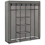 vidaXL Șifonier cu bare și compartimente, gri, 150x45x175 cm, textil vidaXL Șifonier cu bare și compartimente, gri, 150x45x175 cm, textil