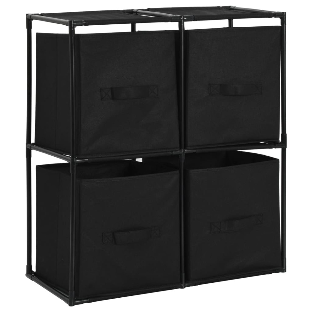 vidaXL Dulap depozitare cu 4 coșuri textile, negru, 63x30x71 cm, oțel