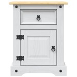 vidaXL Noptieră, alb, 53x39x67 cm, lemn de pin mexican, gama Corona