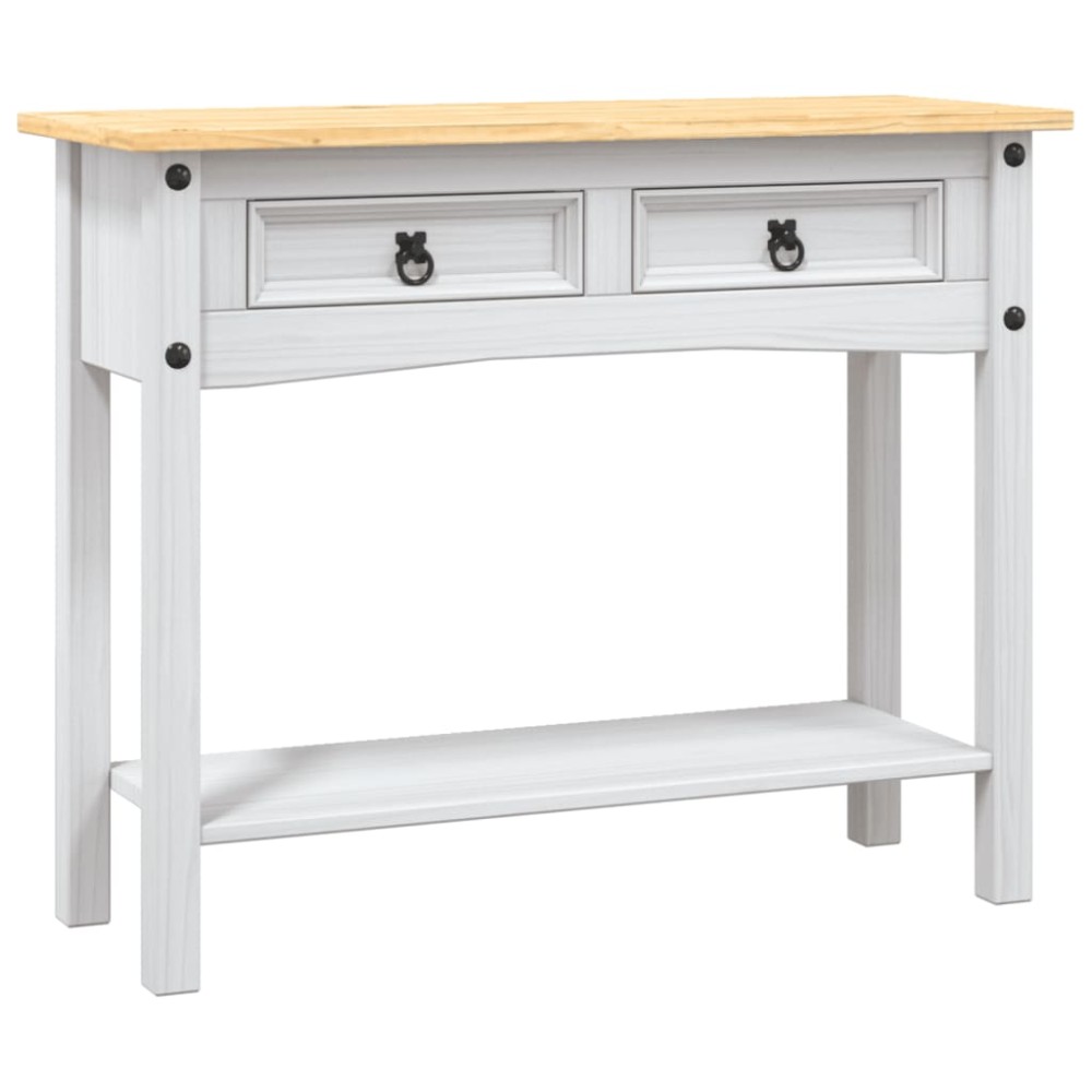 vidaXL Masă consolă, alb, 90 x 34,5 x 73 cm, pin mexican, gama Corona