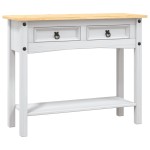 vidaXL Masă consolă, alb, 90 x 34,5 x 73 cm, pin mexican, gama Corona vidaXL Masă consolă, alb, 90 x 34,5 x 73 cm, pin mexican, gama Corona