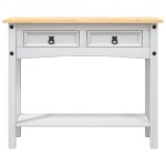 vidaXL Masă consolă, alb, 90 x 34,5 x 73 cm, pin mexican, gama Corona vidaXL Masă consolă, alb, 90 x 34,5 x 73 cm, pin mexican, gama Corona