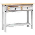 vidaXL Masă consolă, alb, 90 x 34,5 x 73 cm, pin mexican, gama Corona vidaXL Masă consolă, alb, 90 x 34,5 x 73 cm, pin mexican, gama Corona