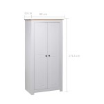 vidaXL Șifonier, alb, 80 x 50 x 171,5 cm, lemn masiv pin gama Panama