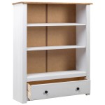 vidaXL Bibliotecă, alb, 80x35x110 cm, lemn masiv de pin, gama Panama