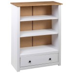 vidaXL Bibliotecă, alb, 80x35x110 cm, lemn masiv de pin, gama Panama