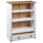 vidaXL Bibliotecă, alb, 80x35x110 cm, lemn masiv de pin, gama Panama