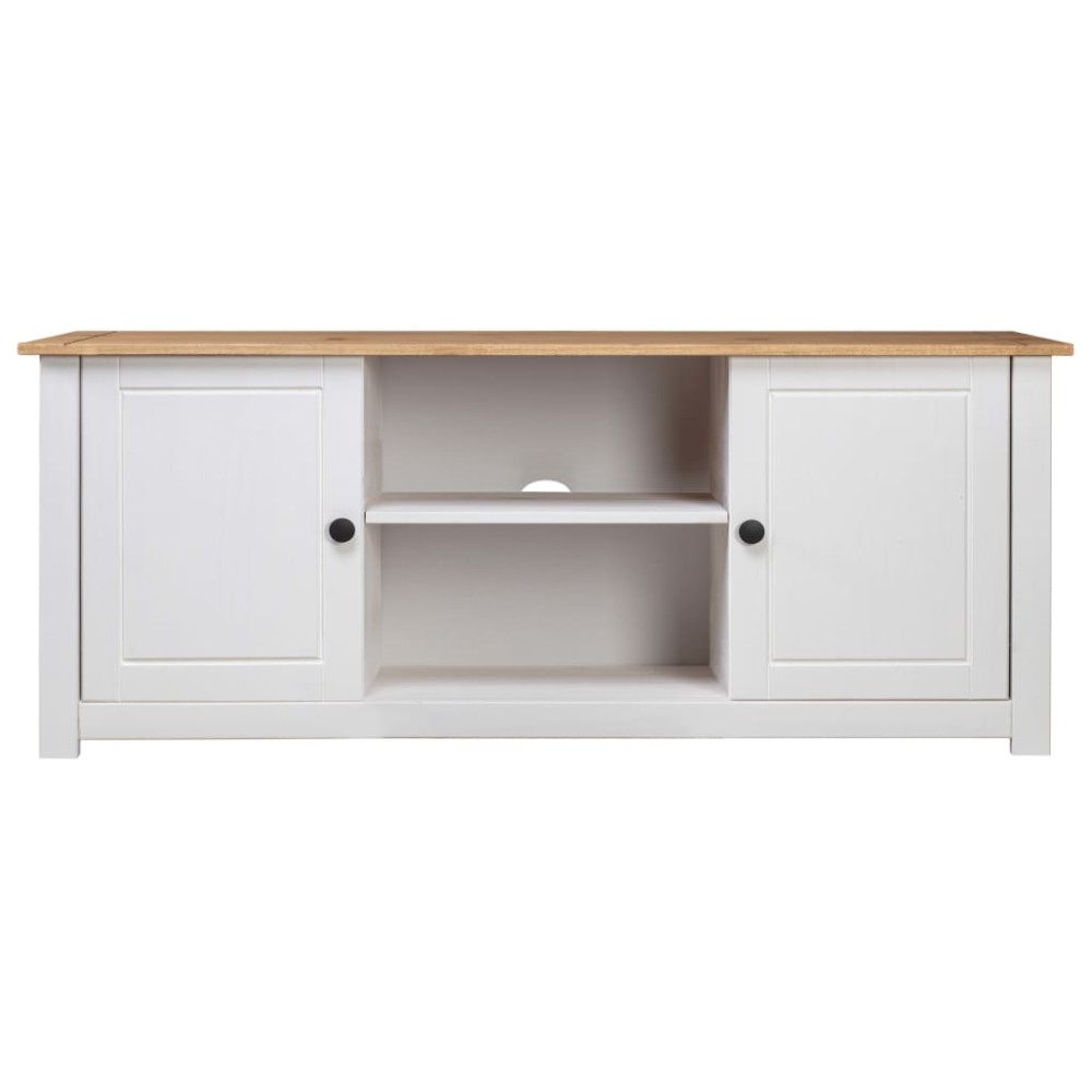 vidaXL Comodă TV, alb, 120x40x50 cm, lemn masiv de pin, gama Panama