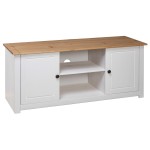 vidaXL Comodă TV, alb, 120x40x50 cm, lemn masiv de pin, gama Panama