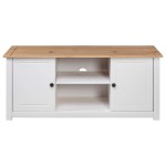 vidaXL Comodă TV, alb, 120x40x50 cm, lemn masiv de pin, gama Panama