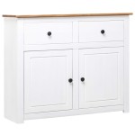 vidaXL Servantă, alb, 93x40x80 cm, lemn masiv pin, gama Panama vidaXL Servantă, alb, 93x40x80 cm, lemn masiv pin, gama Panama