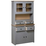 vidaXL Bufet înalt, gri, 93x40,5x180 cm, lemn masiv pin gama Panama vidaXL Bufet înalt, gri, 93x40,5x180 cm, lemn masiv pin gama Panama