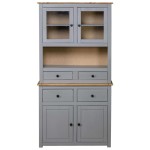 vidaXL Bufet înalt, gri, 93x40,5x180 cm, lemn masiv pin gama Panama vidaXL Bufet înalt, gri, 93x40,5x180 cm, lemn masiv pin gama Panama