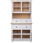 vidaXL Bufet înalt, alb, 93x40,5x180 cm, lemn masiv pin, gama Panama