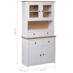 vidaXL Bufet înalt, alb, 93x40,5x180 cm, lemn masiv pin, gama Panama