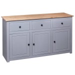 vidaXL Servantă, gri, 135 x 40 x 80 cm, lemn masiv pin, gama Panama