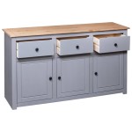 vidaXL Servantă, gri, 135 x 40 x 80 cm, lemn masiv pin, gama Panama