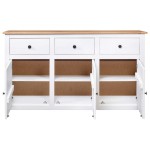 vidaXL Servantă, alb, 135 x 40 x 80 cm, lemn masiv de pin, gama Panama