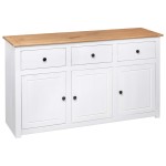vidaXL Servantă, alb, 135 x 40 x 80 cm, lemn masiv de pin, gama Panama