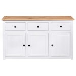 vidaXL Servantă, alb, 135 x 40 x 80 cm, lemn masiv de pin, gama Panama