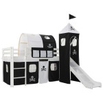 vidaXL Cadru pat etajat copii cu tobogan & scară 97x208cm lemn de pin vidaXL Cadru pat etajat copii cu tobogan & scară 97x208cm lemn de pin