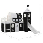 vidaXL Cadru pat etajat copii cu tobogan & scară 97x208cm lemn de pin vidaXL Cadru pat etajat copii cu tobogan & scară 97x208cm lemn de pin