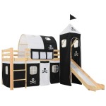 vidaXL Cadru pat etajat copii cu tobogan & scară 97x208cm lemn de pin vidaXL Cadru pat etajat copii cu tobogan & scară 97x208cm lemn de pin