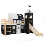vidaXL Cadru pat etajat copii cu tobogan & scară 97x208cm lemn de pin vidaXL Cadru pat etajat copii cu tobogan & scară 97x208cm lemn de pin