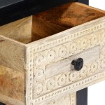 vidaXL Noptieră sculptată manual, gri, 40x30x50 cm, lemn masiv mango