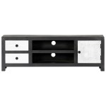 vidaXL Comodă TV sculptată manual gri&alb 120x30x40cm lemn masiv mango