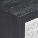 vidaXL Comodă TV sculptată manual gri&alb 120x30x40cm lemn masiv mango