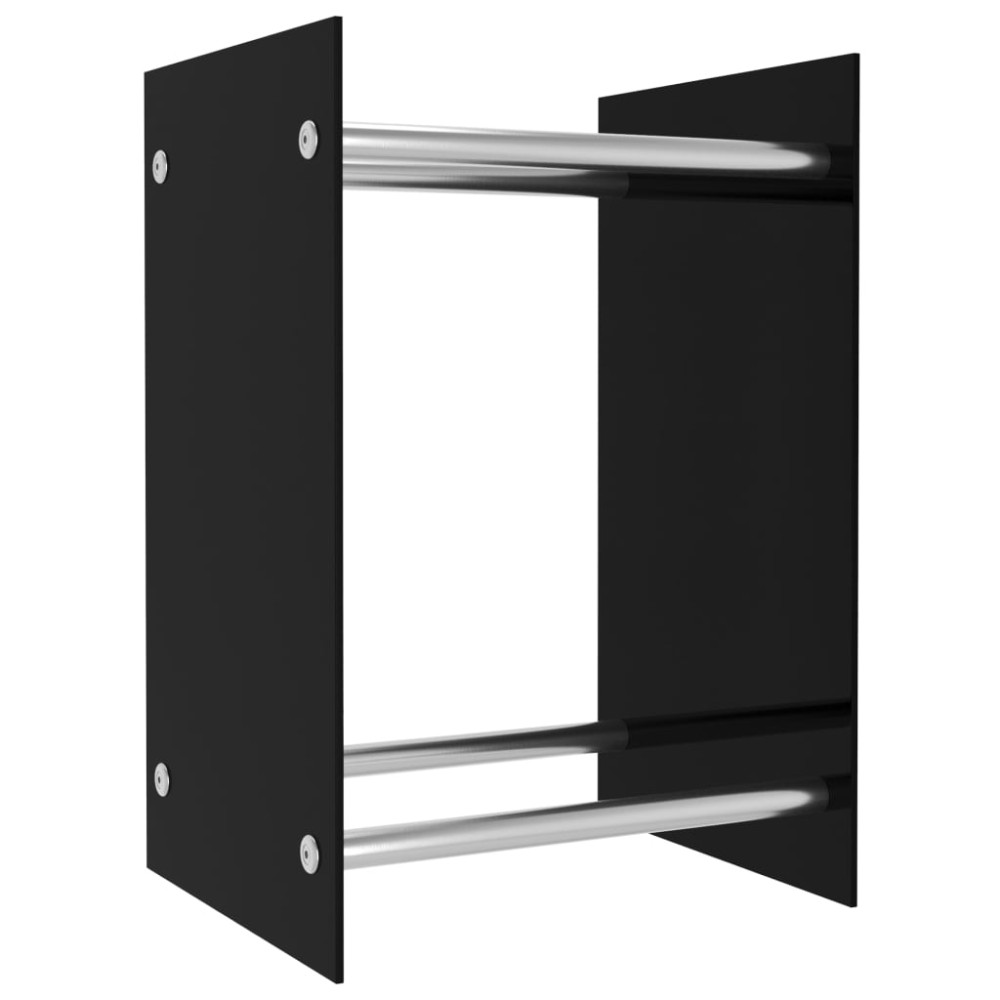 vidaXL Rastel lemne de foc, negru, 40 x 35 x 60 cm, sticlă