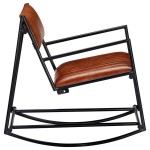 vidaXL Scaun balansoar, maro, piele naturală vidaXL Scaun balansoar, maro, piele naturală