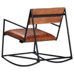 vidaXL Scaun balansoar, maro, piele naturală vidaXL Scaun balansoar, maro, piele naturală