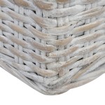 vidaXL Canapea de 3 locuri cu perne, gri, ratan natural