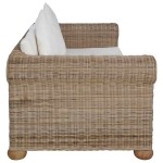 vidaXL Canapea cu 2 locuri cu perne, culoare naturală, ratan vidaXL Canapea cu 2 locuri cu perne, culoare naturală, ratan