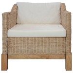 vidaXL Fotoliu cu perne, culoare naturală, ratan vidaXL Fotoliu cu perne, culoare naturală, ratan