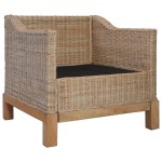 vidaXL Fotoliu cu perne, culoare naturală, ratan vidaXL Fotoliu cu perne, culoare naturală, ratan