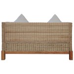 vidaXL Canapea cu 2 locuri cu perne, culoare naturală, ratan vidaXL Canapea cu 2 locuri cu perne, culoare naturală, ratan