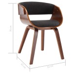 vidaXL Scaun de bucătărie, gri, lemn curbat și material textil