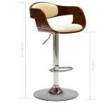 vidaXL Scaun de bar, crem, lemn curbat și piele ecologică