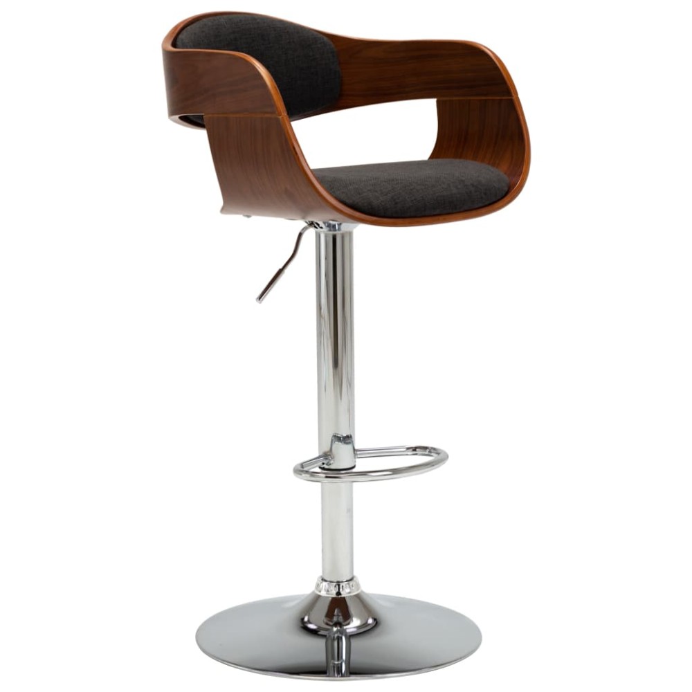 vidaXL Scaun de bar, gri, lemn curbat și material textil