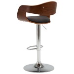 vidaXL Scaun de bar, gri, lemn curbat și material textil vidaXL Scaun de bar, gri, lemn curbat și material textil