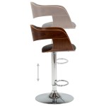 vidaXL Scaun de bar, gri, lemn curbat și material textil vidaXL Scaun de bar, gri, lemn curbat și material textil