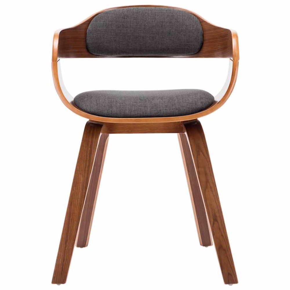 vidaXL Scaun de bucătărie, gri închis, material textil și lemn curbat