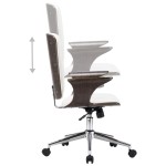 vidaXL Scaun de birou rotativ, alb, piele ecologică și lemn curbat vidaXL Scaun de birou rotativ, alb, piele ecologică și lemn curbat