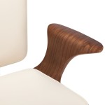 vidaXL Scaun de birou rotativ, crem, piele ecologică și lemn curbat vidaXL Scaun de birou rotativ, crem, piele ecologică și lemn curbat