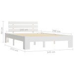 vidaXL Cadru de pat cu tăblie, alb, 140x200 cm, lemn masiv de pin vidaXL Cadru de pat cu tăblie, alb, 140x200 cm, lemn masiv de pin