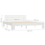 vidaXL Cadru de pat cu tăblie, alb, 160x200 cm, lemn masiv de pin