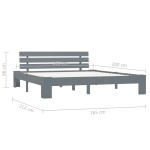 vidaXL Cadru de pat cu tăblie, gri, 160x200 cm, lemn masiv de pin